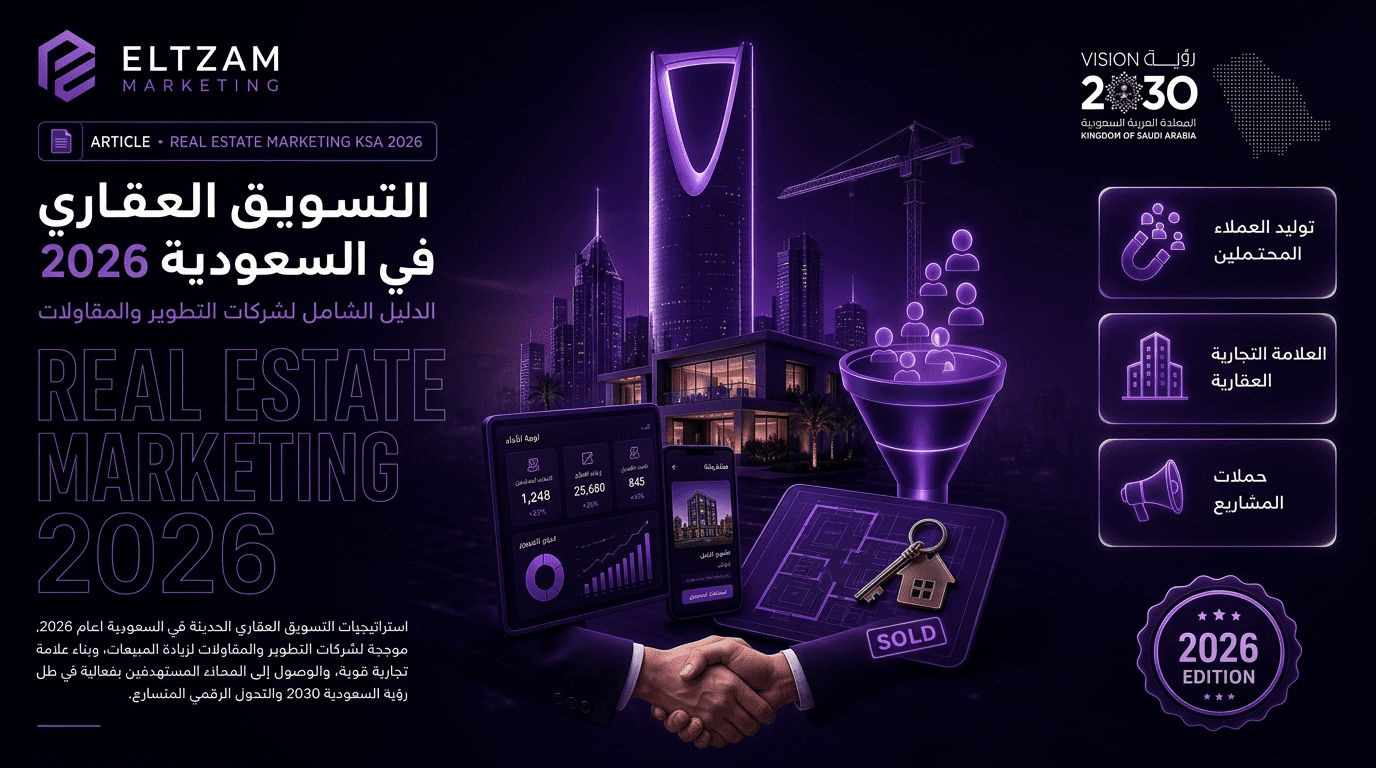 التسويق العقاري في السعودية 2026 — الدليل الشامل لشركات التطوير والمقاولات